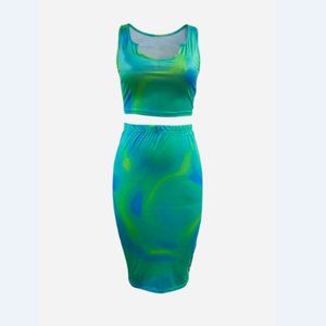 Tie-Dye Cropped Tank and Skirt Set